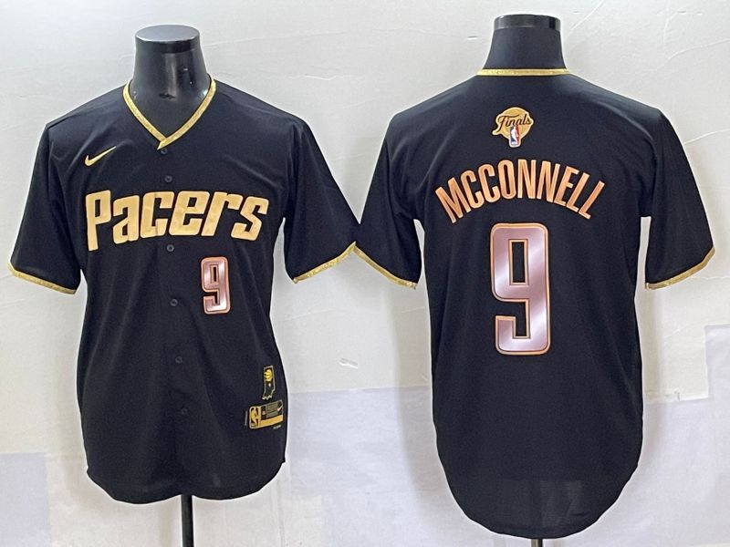 Men 2025 Indiana Pacers 9 Mcconnell Black Joint Name NBA Jersey style 21
